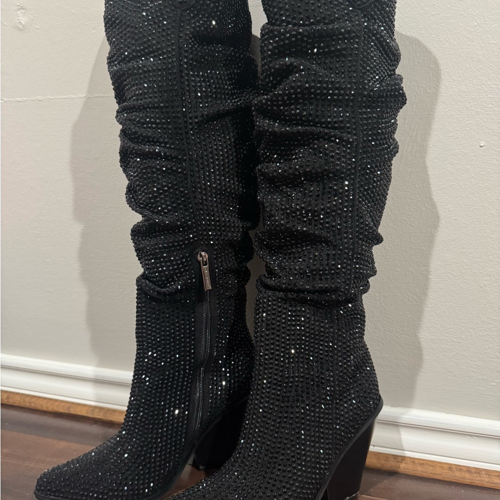 Cape Robbin Black Rhinestone Heeled Boots